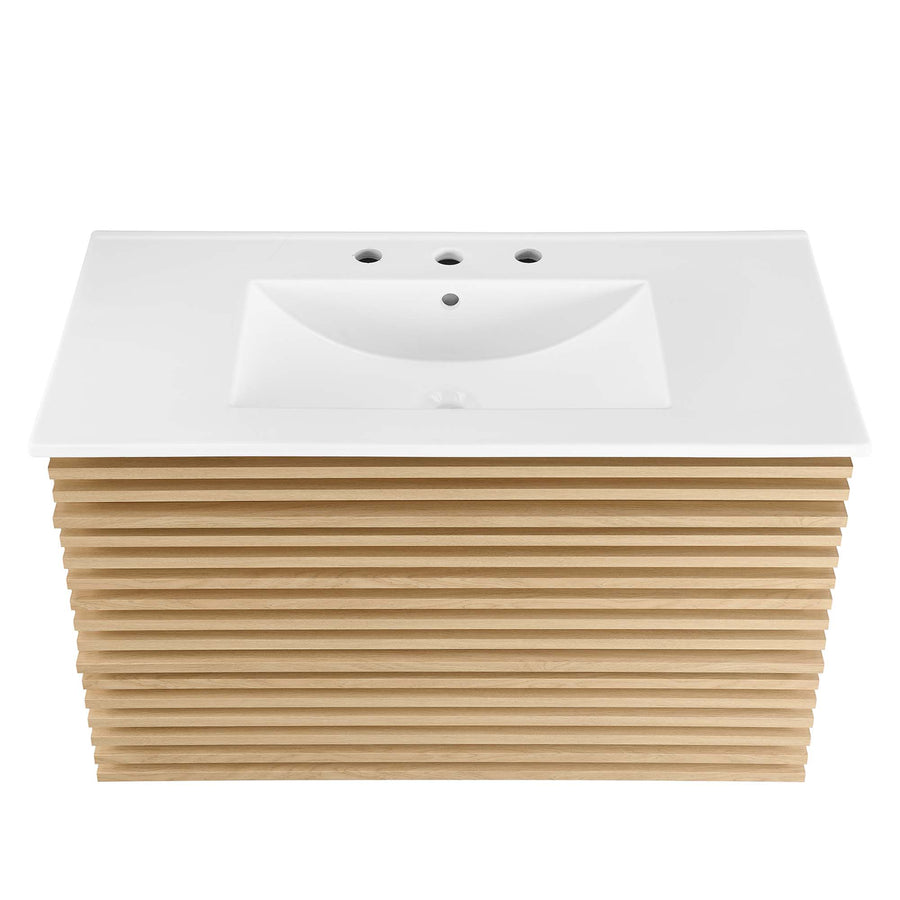 Vera 36" Wall-Mount Bathroom Vanity in Oak White