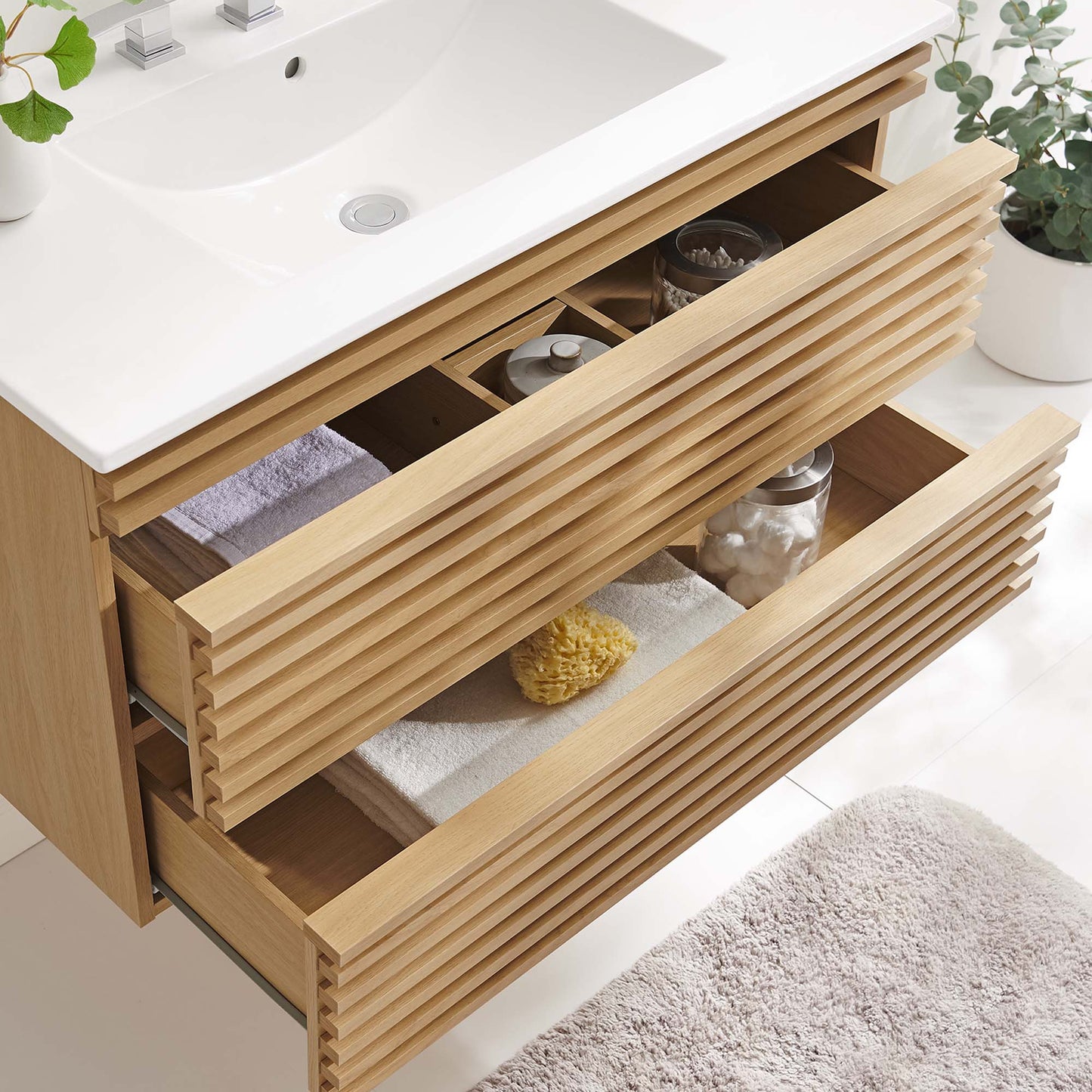 Render 36" Wall-Mount Bathroom Vanity by Furniture For America