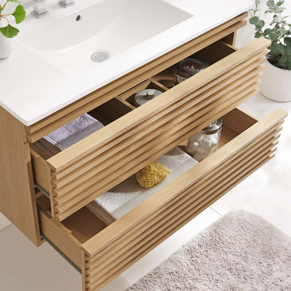 Render 36" Wall-Mount Bathroom Vanity by Furniture For America