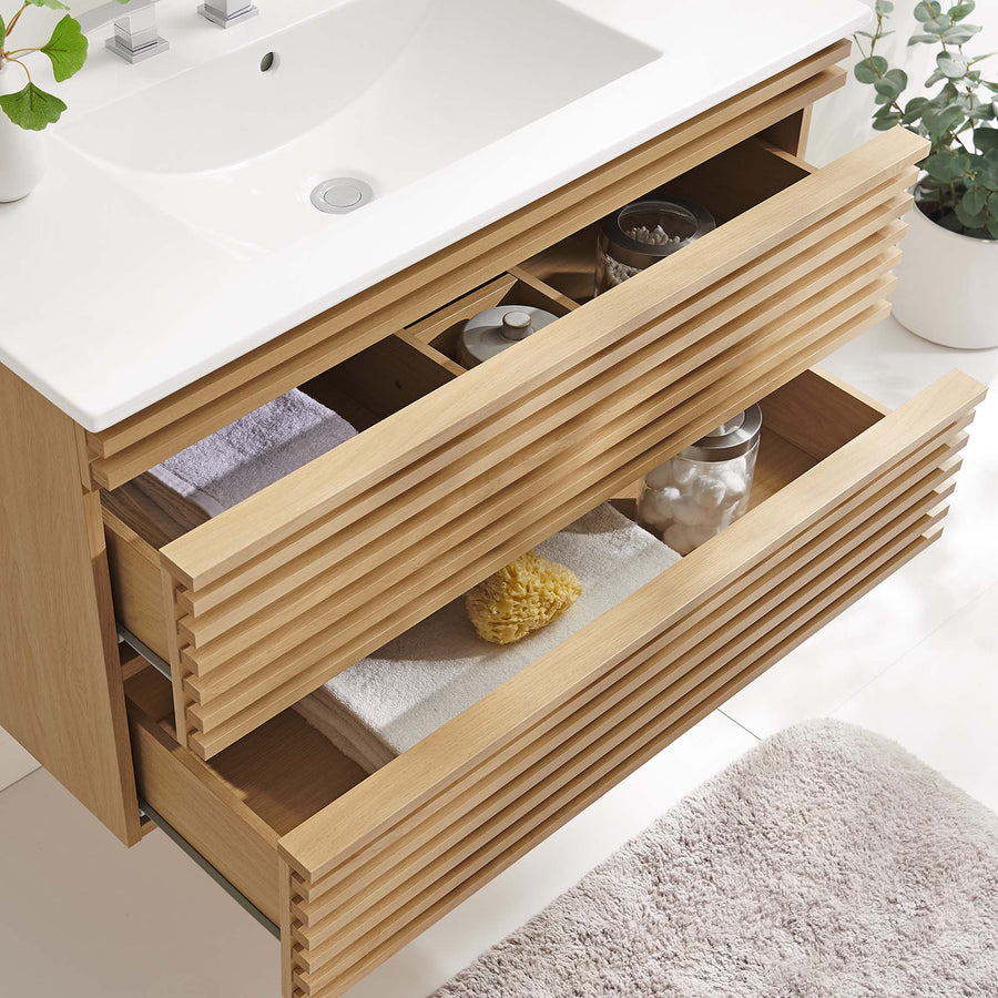 Vera 36" Wall-Mount Bathroom Vanity in Oak White