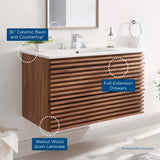 Vera 36" Wall-Mount Bathroom Vanity in Walnut White