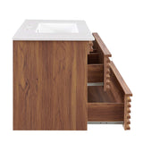 Vera 36" Wall-Mount Bathroom Vanity in Walnut White