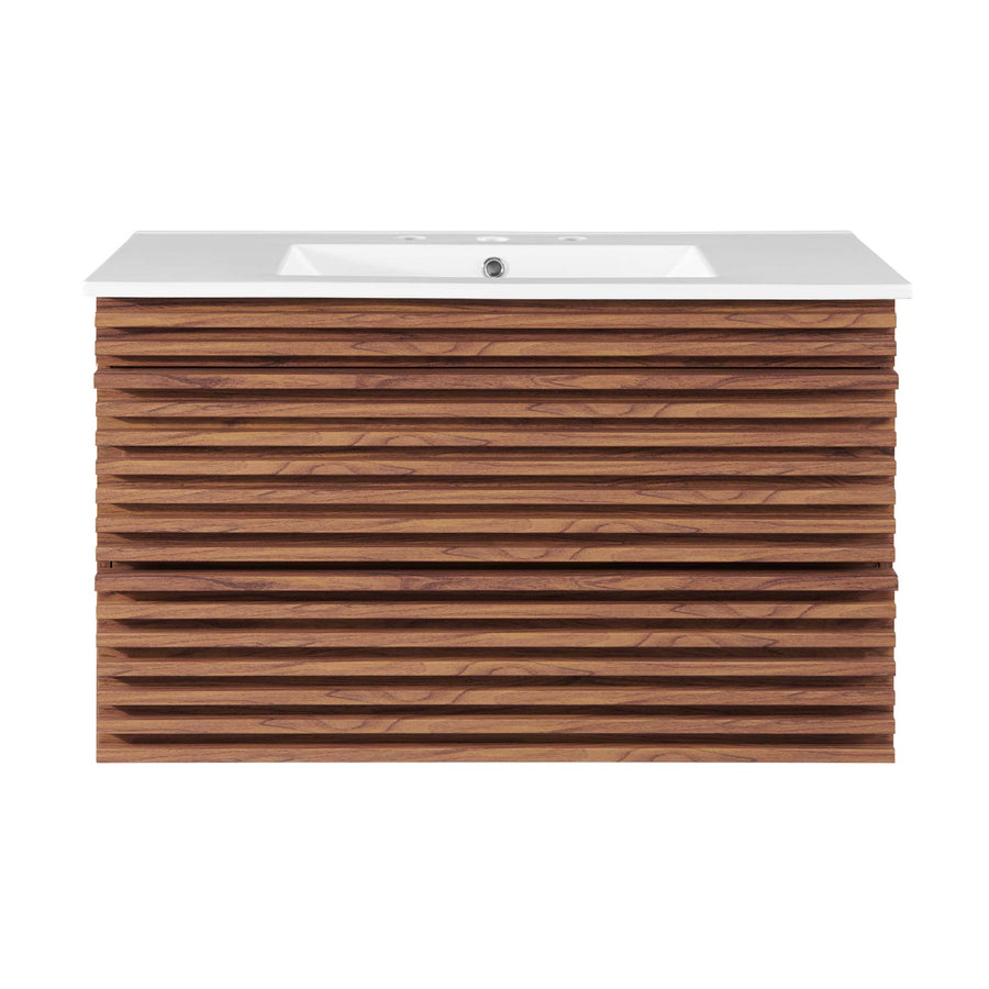 Vera 36" Wall-Mount Bathroom Vanity in Walnut White