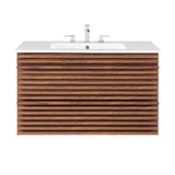 Vera 36" Wall-Mount Bathroom Vanity in Walnut White