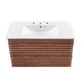 Vera 36" Wall-Mount Bathroom Vanity in Walnut White