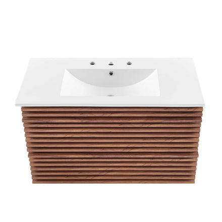 Render 36" Wall-Mount Bathroom Vanity in Walnut White