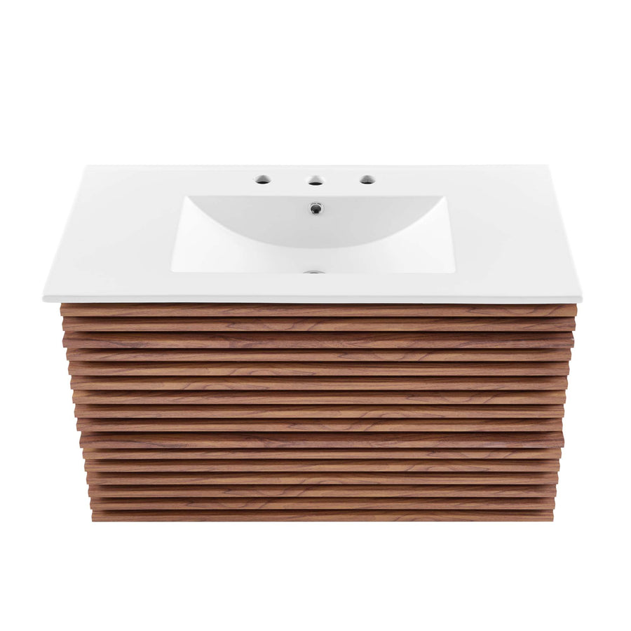 Vera 36" Wall-Mount Bathroom Vanity in Walnut White
