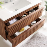 Vera 36" Wall-Mount Bathroom Vanity in Walnut White