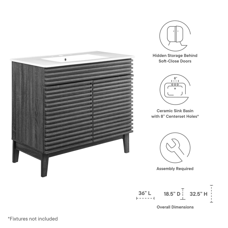 Vera 36" Bathroom Vanity in Charcoal White