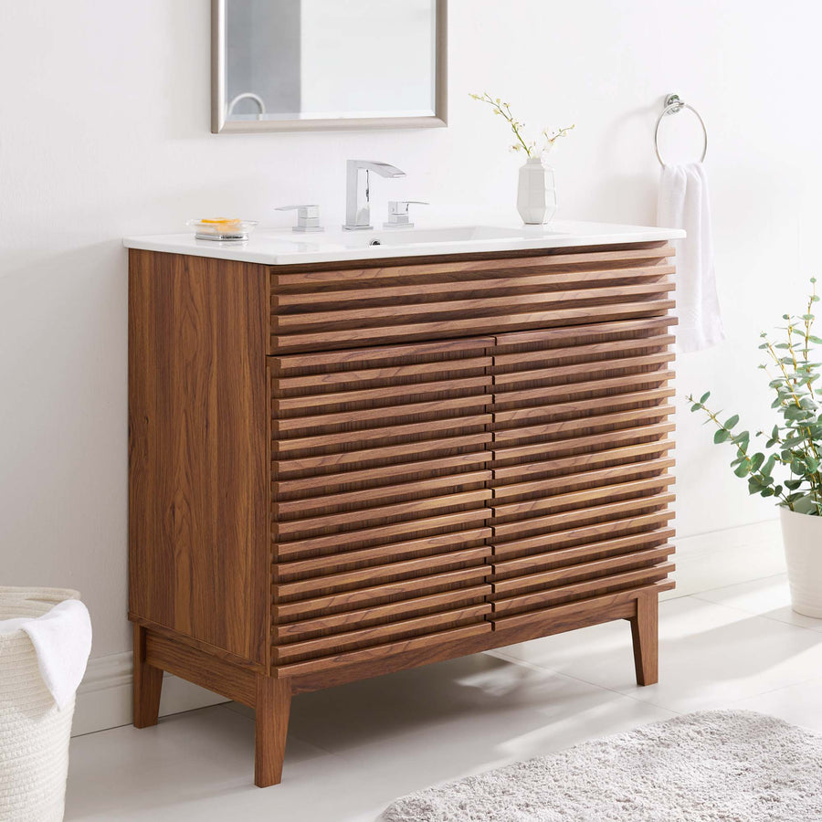 Vera 36" Bathroom Vanity in Walnut White