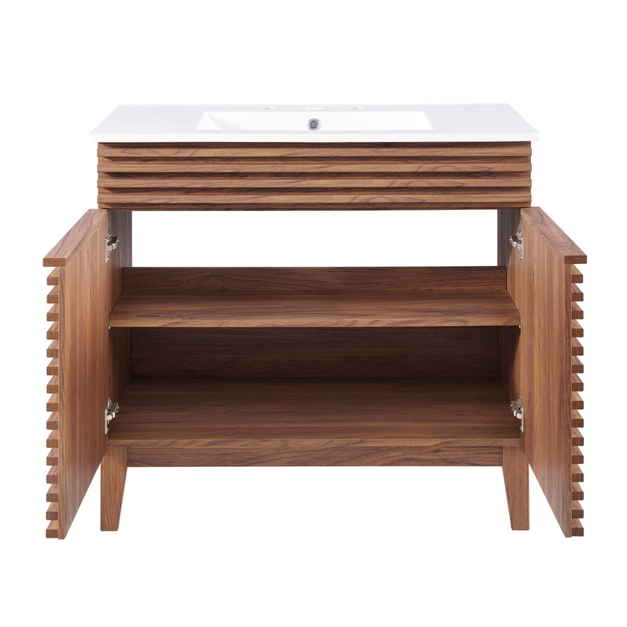 Vera 36" Bathroom Vanity in Walnut White