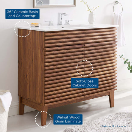 Render 36" Bathroom Vanity in Walnut White