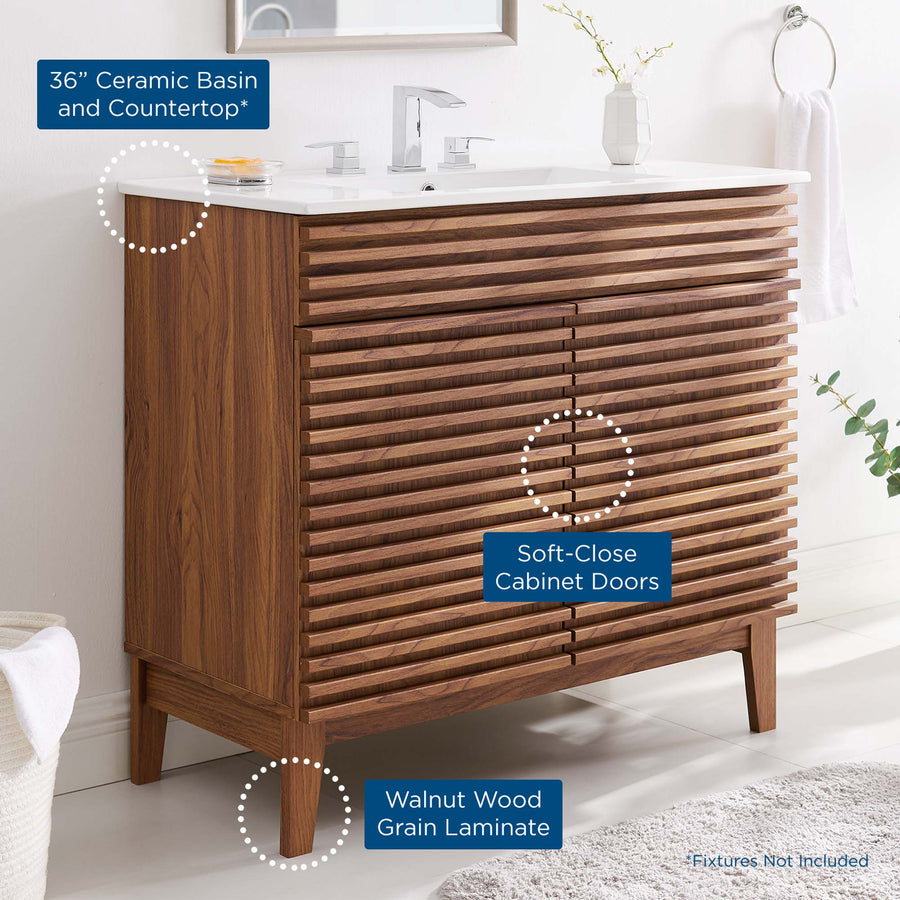 Vera 36" Bathroom Vanity in Walnut White