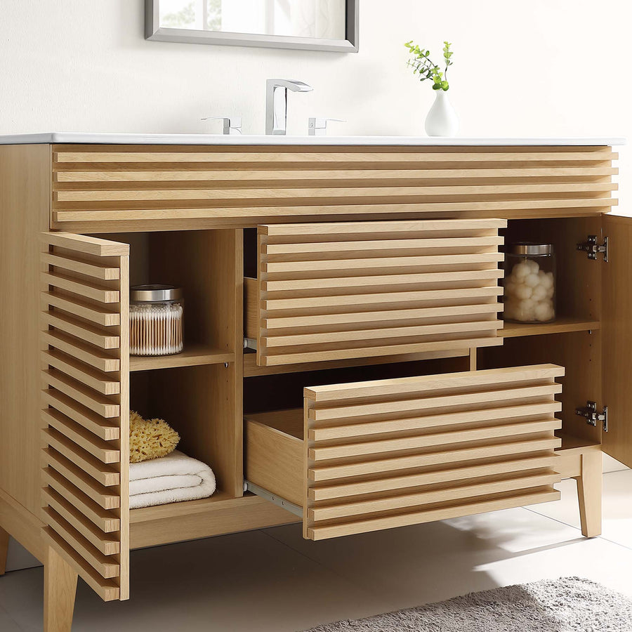 Vera 48" Single Sink Bathroom Vanity in Oak White