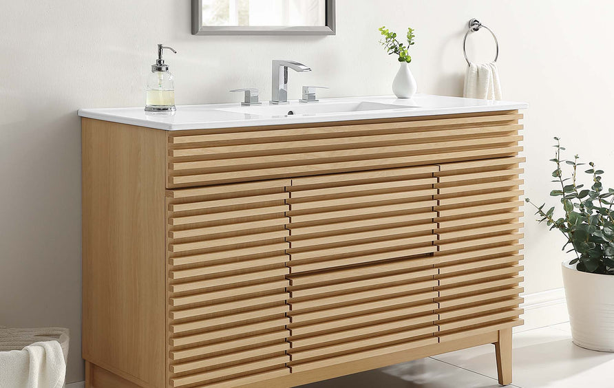 Vera 48" Single Sink Bathroom Vanity in Oak White