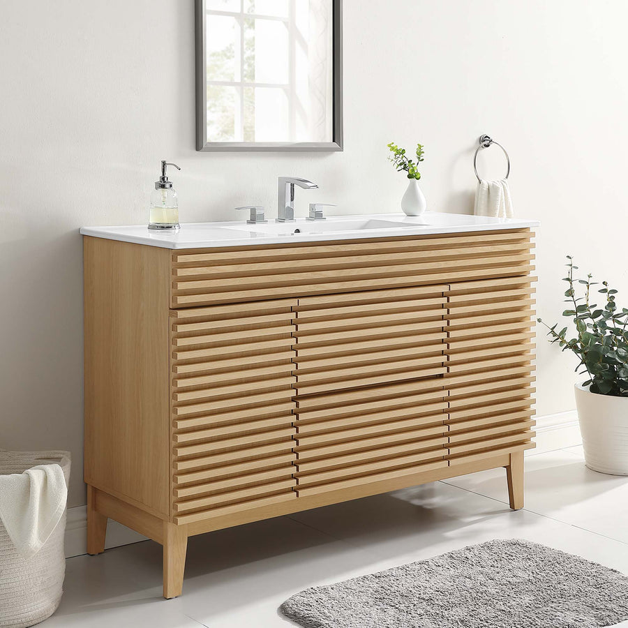 Vera 48" Single Sink Bathroom Vanity in Oak White