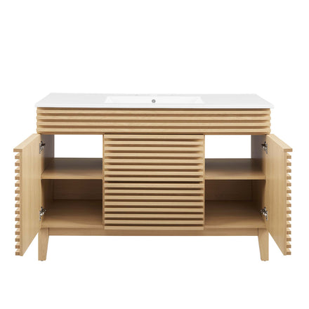 Render 48" Single Sink Bathroom Vanity in Oak White