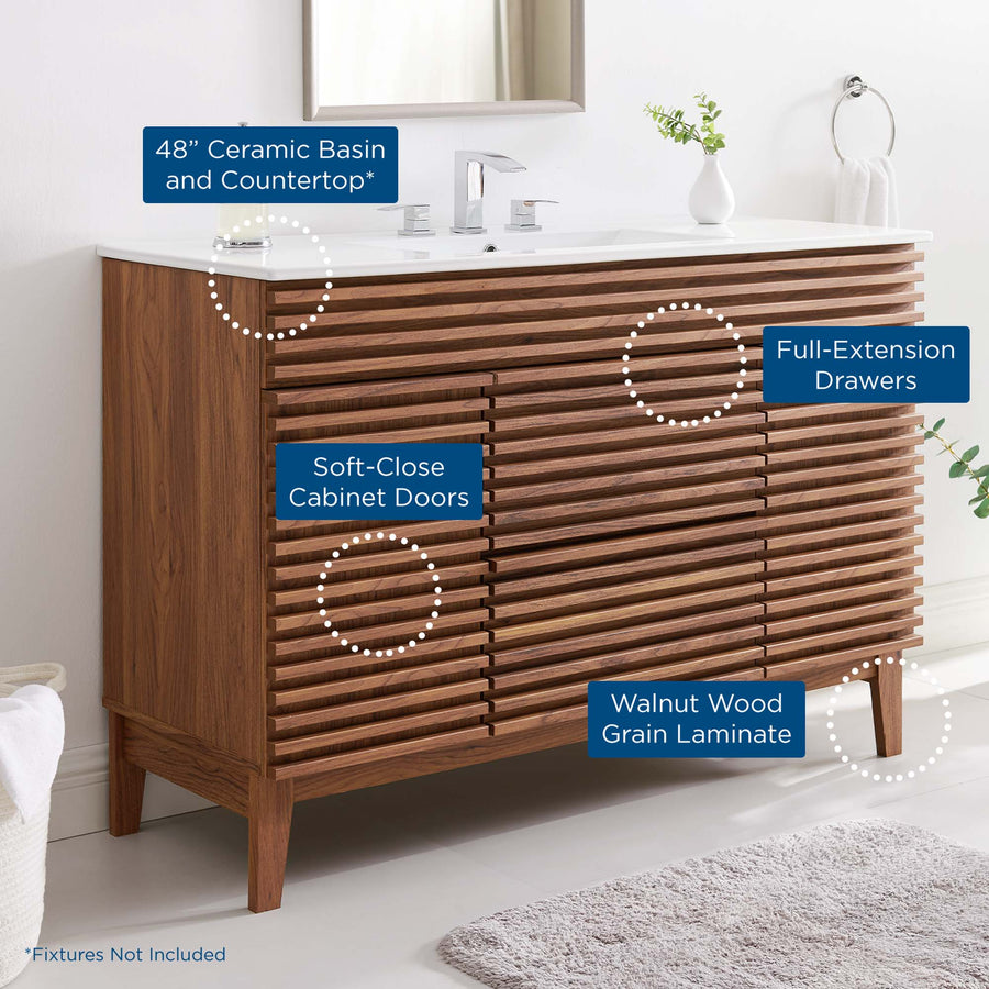Vera 48" Single Sink Bathroom Vanity in Walnut White