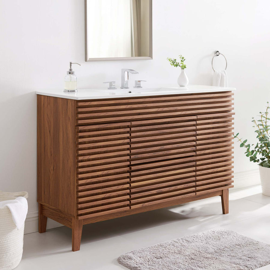 Vera 48" Single Sink Bathroom Vanity in Walnut White