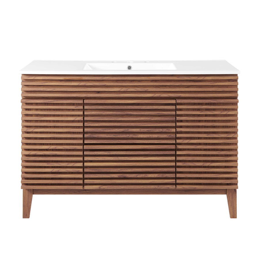Vera 48" Single Sink Bathroom Vanity in Walnut White