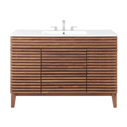 Render 48" Single Sink Bathroom Vanity in Walnut White