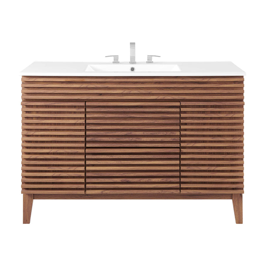 Vera 48" Single Sink Bathroom Vanity in Walnut White