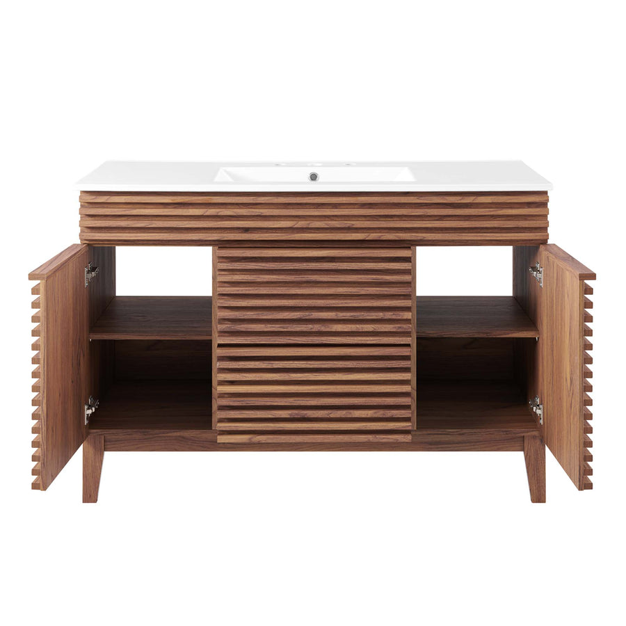 Vera 48" Single Sink Bathroom Vanity in Walnut White