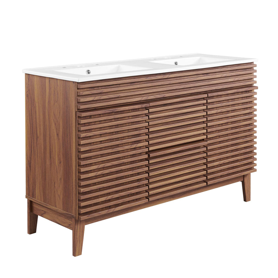 Vera 48" Double Sink Bathroom Vanity in Walnut White