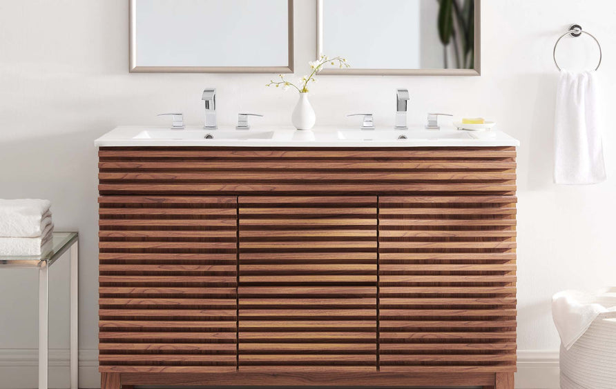 Vera 48" Double Sink Bathroom Vanity in Walnut White