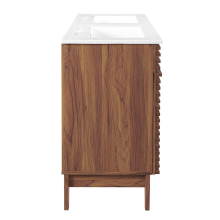 Render 48" Double Sink Bathroom Vanity in Walnut White