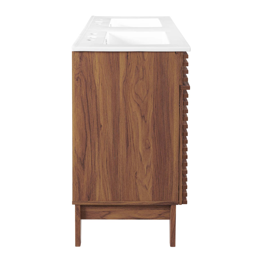 Vera 48" Double Sink Bathroom Vanity in Walnut White