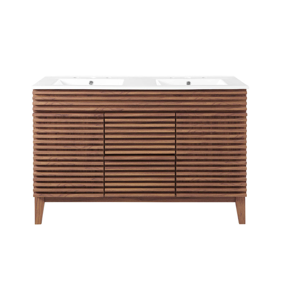 Vera 48" Double Sink Bathroom Vanity in Walnut White