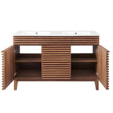 Vera 48" Double Sink Bathroom Vanity in Walnut White