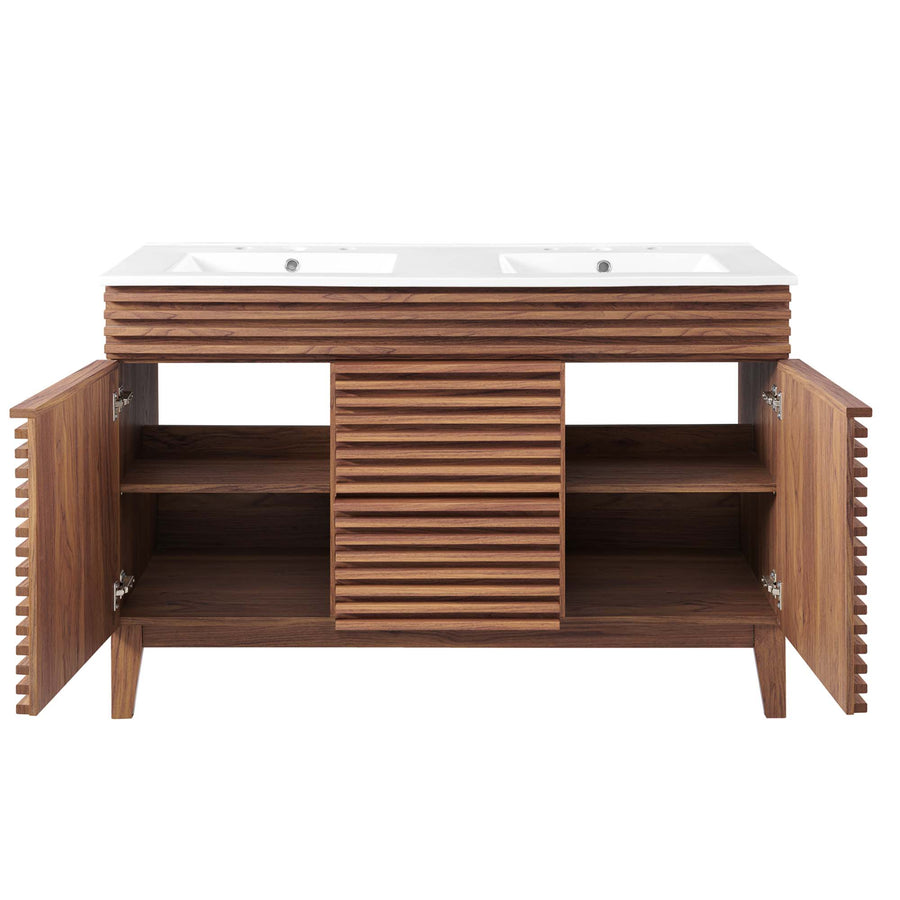 Vera 48" Double Sink Bathroom Vanity in Walnut White