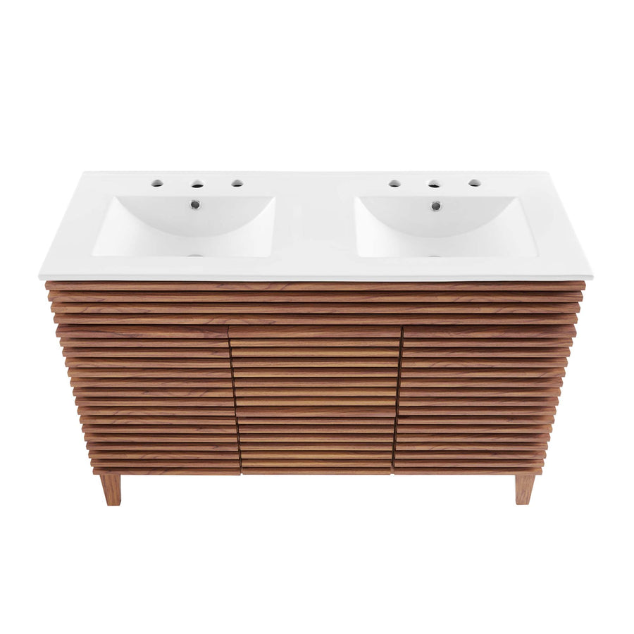 Vera 48" Double Sink Bathroom Vanity in Walnut White