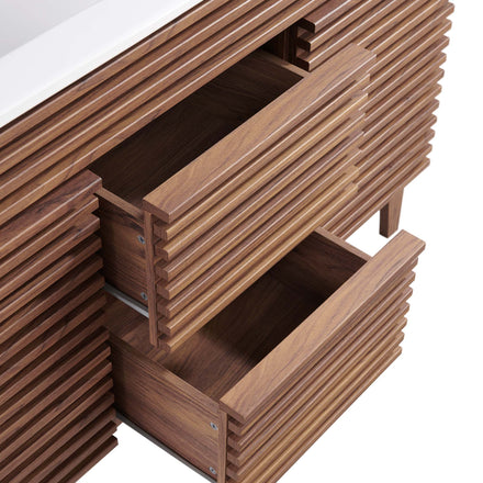 Render 48" Double Sink Bathroom Vanity in Walnut White