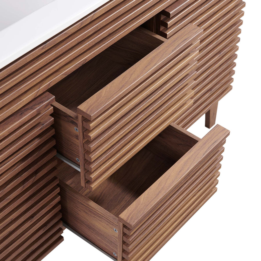 Vera 48" Double Sink Bathroom Vanity in Walnut White