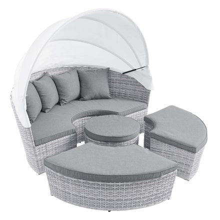 Scottsdale Canopy Outdoor Patio Daybed in Light Gray Gray
