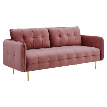 Cameron Tufted Performance Velvet Sofa by Furniture for America