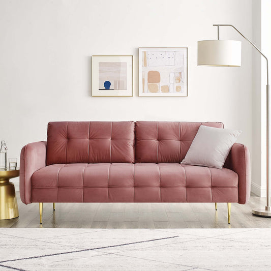 Cameron Tufted Performance Velvet Sofa by Furniture for America