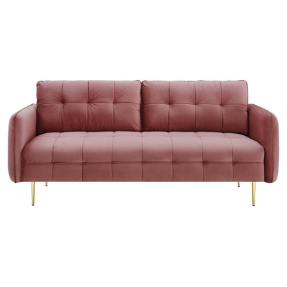 Cameron Tufted Performance Velvet Sofa by Furniture for America