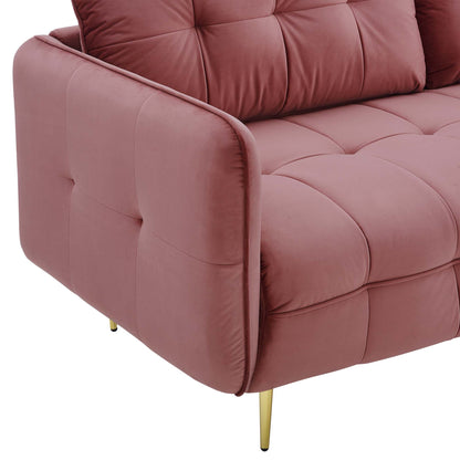 Cameron Tufted Performance Velvet Sofa by Furniture for America