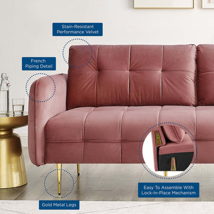 Cameron Tufted Performance Velvet Sofa by Furniture for America