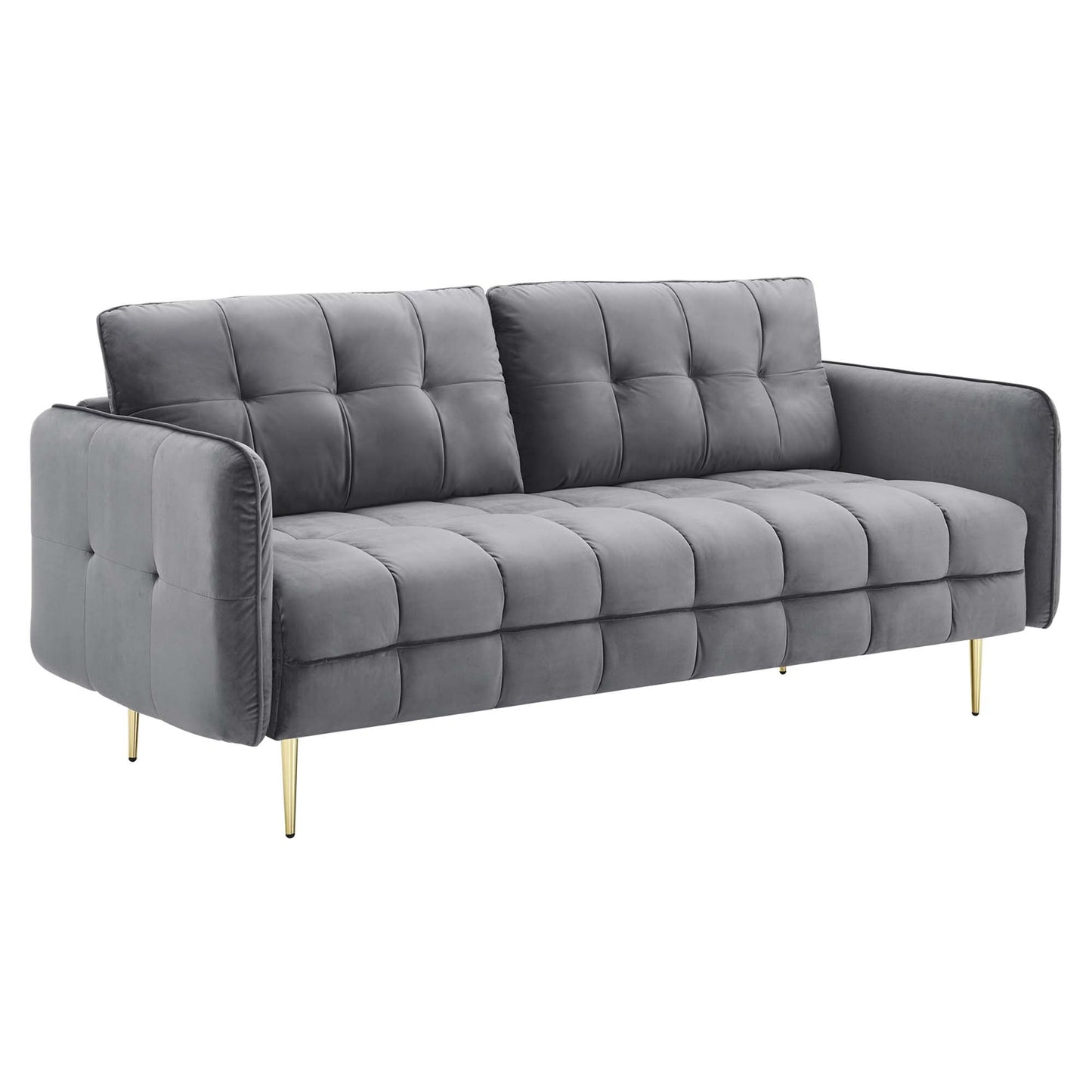 Cameron Tufted Performance Velvet Sofa by Furniture for America