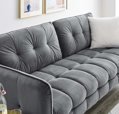 Cameron Tufted Performance Velvet Sofa by Furniture for America