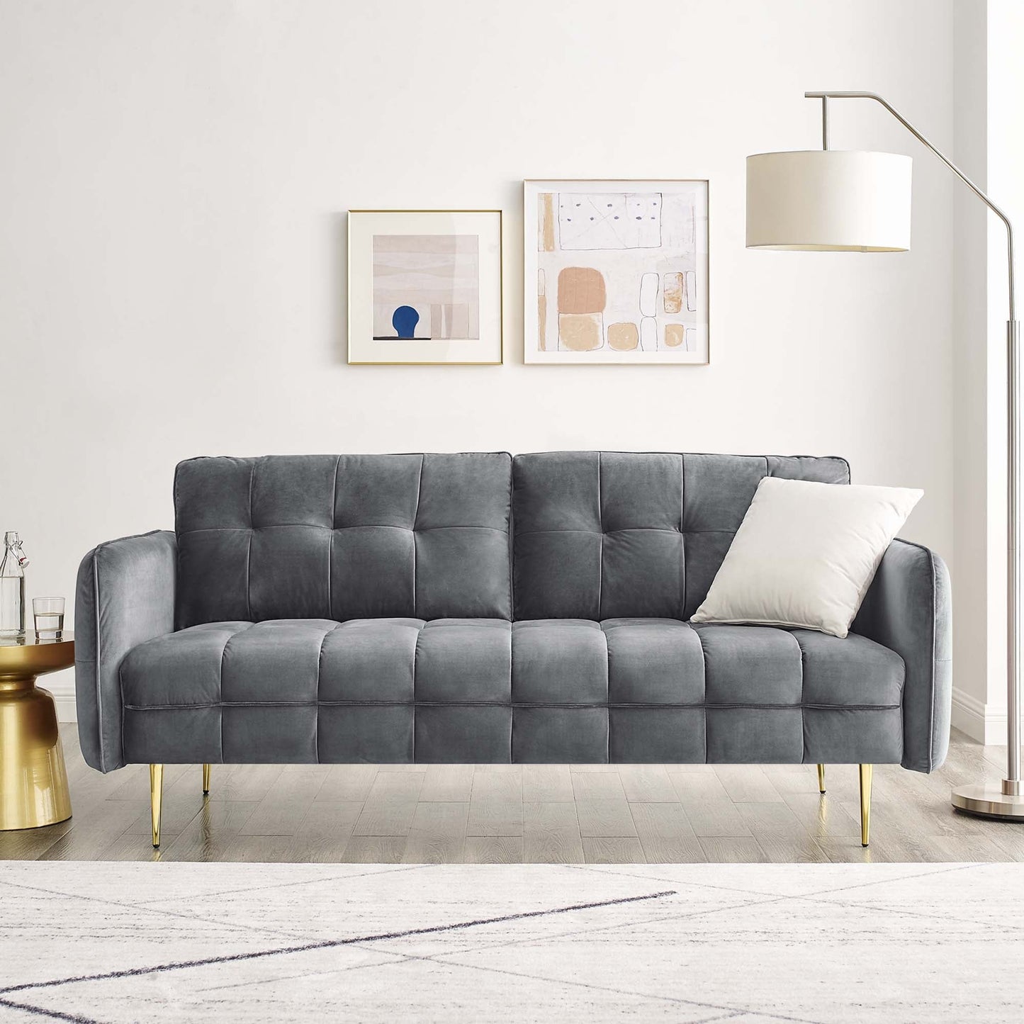 Cameron Tufted Performance Velvet Sofa by Furniture for America