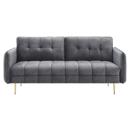 Cameron Tufted Performance Velvet Sofa by Furniture for America