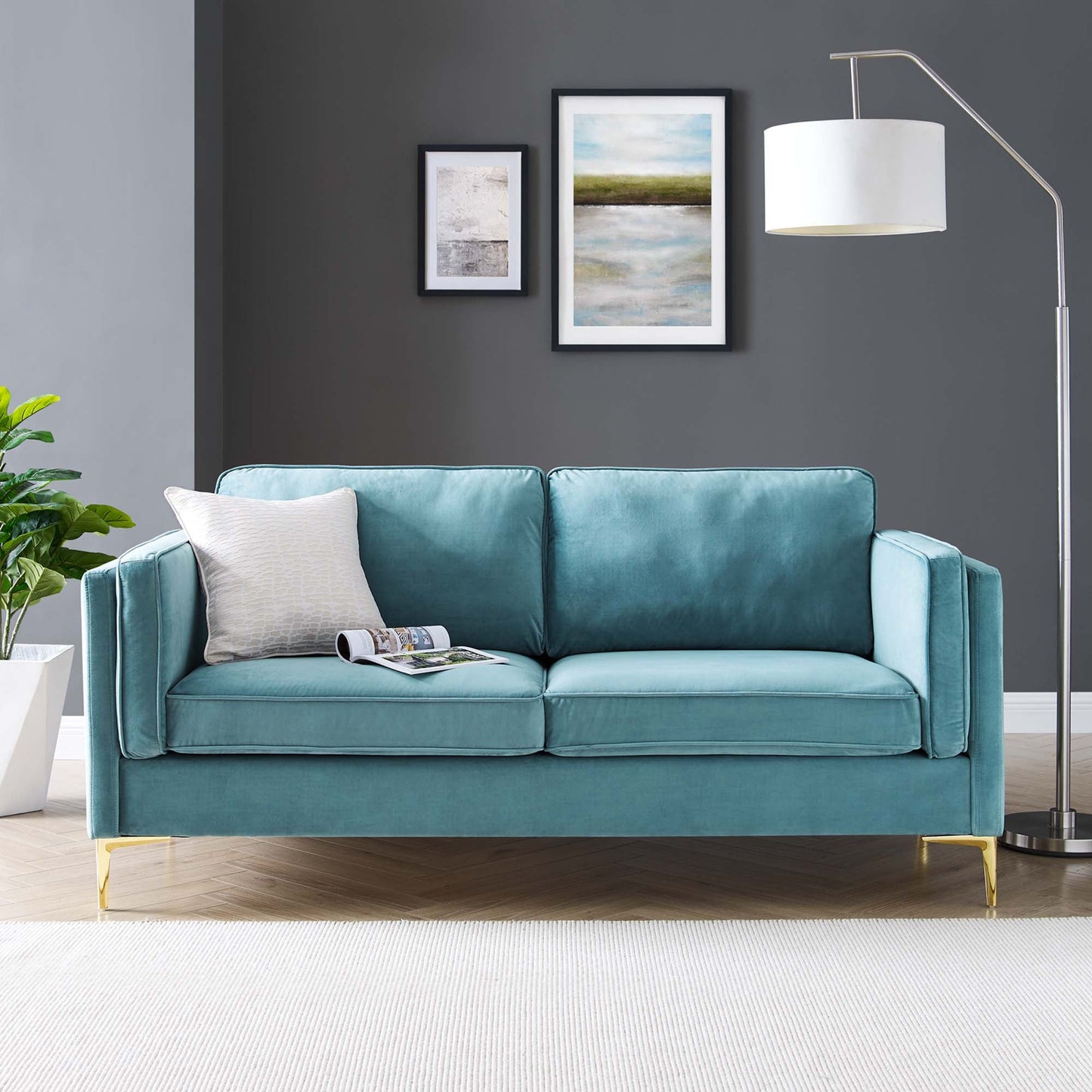 Kaiya Performance Velvet Sofa by Furniture for America