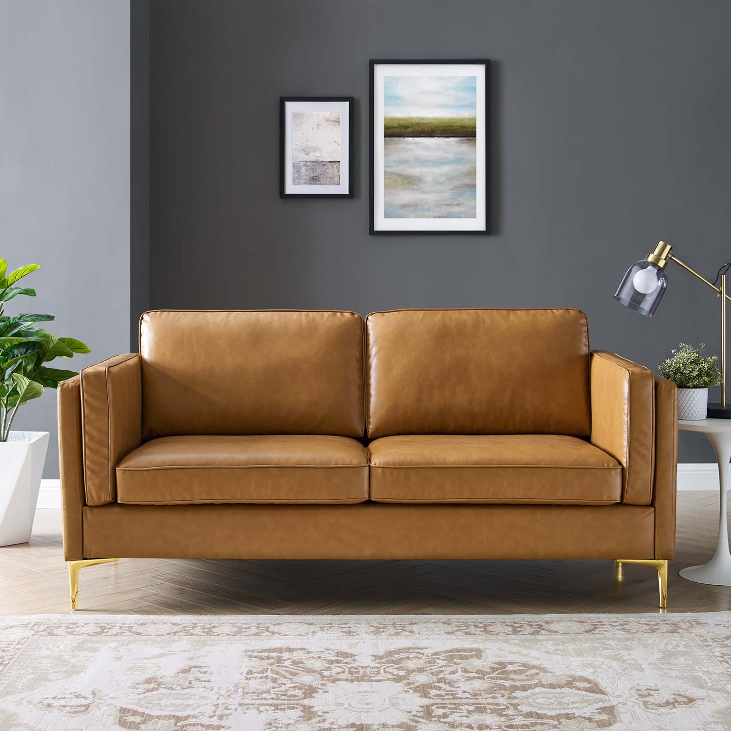 Kaiya Vegan Leather Sofa by Furniture for America