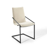 Delphine Upholstered Fabric Dining Armchair Set of 2 in Black Beige